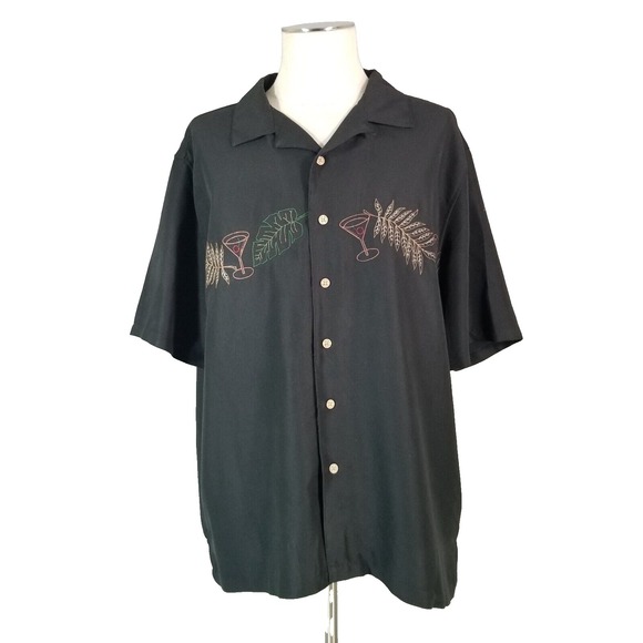 batik bay Other - Batik Bay shirt men's 2XL XXL black embroidered Camp Lounge Hawaiian